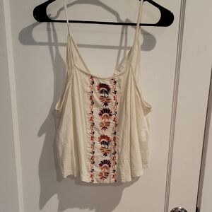 Embroidered Cream Women's Top